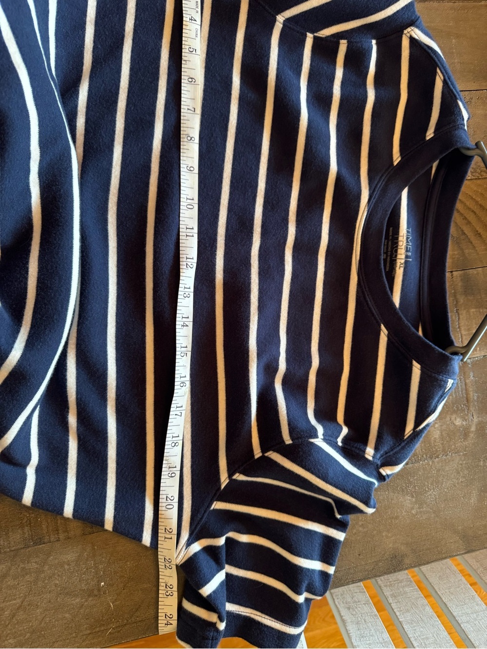 Time and Tru Navy and White Striped Midi Tee Dress - Picture 6 of 6
